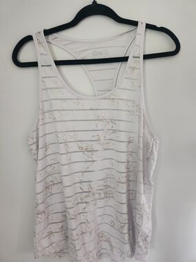 Marble-Accent White Racerback Workout Tank Top Zyia Size L